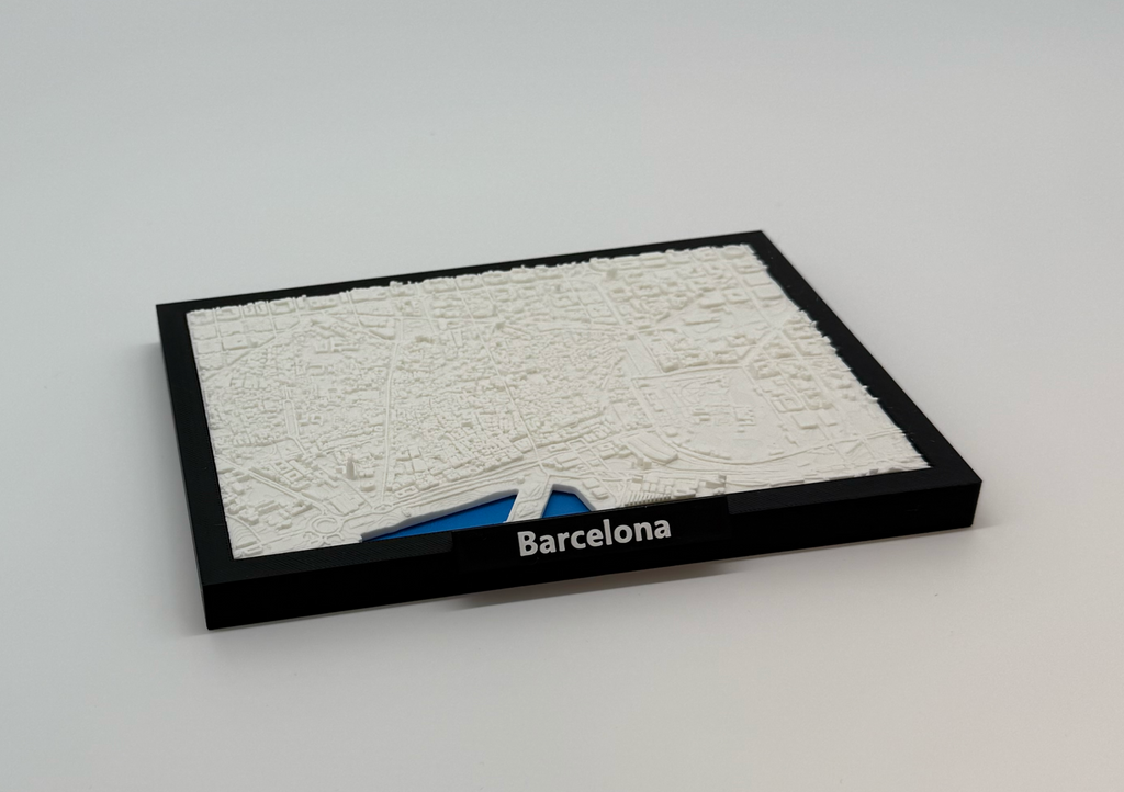 3D Geprinte Miniatuur van Barcelona – Gedetailleerde Stadskaart en Architectuur - Premium Quality