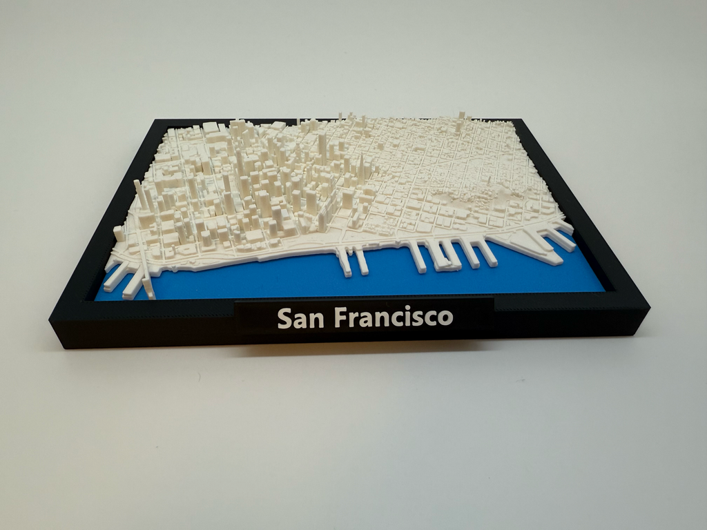 3D Geprinte Miniatuur van San Francisco – Gedetailleerde Stadskaart en Skyline - Premium Quality