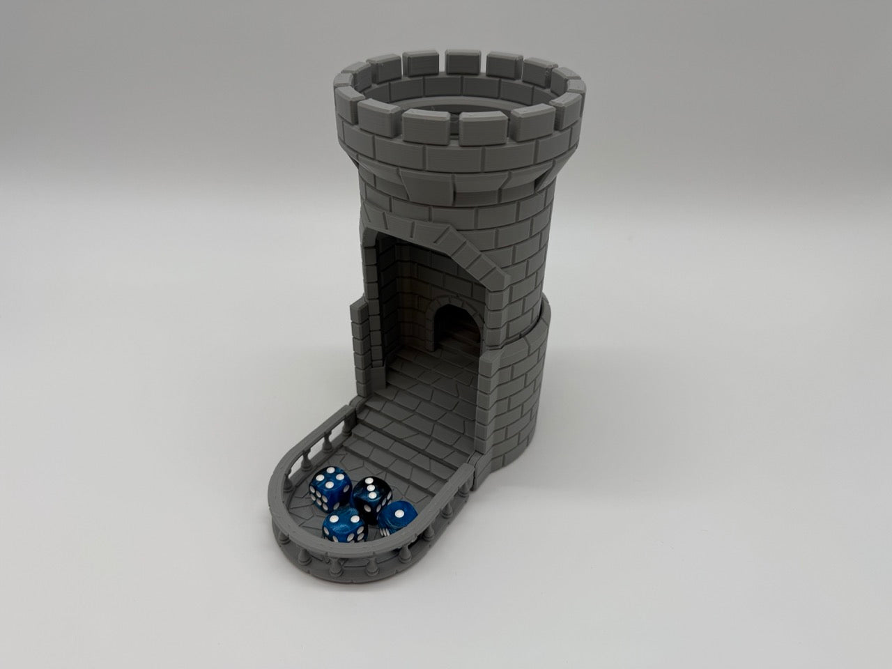 Middeleeuwse Dobbelsteen Werper – 3D-geprinte Dice Tower in Torenvorm - Premium Quality