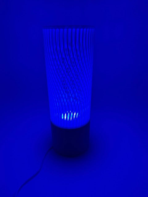 Moderne Tafellamp 'Spiral' met Opengewerkt Cilinderdesign en Grijze Voet – Stijlvolle Sfeerverlichting