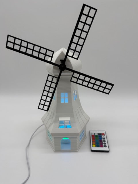 Decoratieve Tafellamp 'Mill' in de Vorm van een Windmolen – Unieke Sfeerlamp met Warm Licht